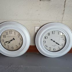 Two Large White Clocks