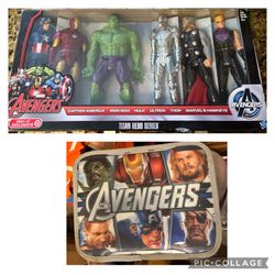 Marvel Avengers Actions Figures And Lunch Bag