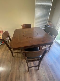 Dining table counter-height transformable,  integrated Lazy Susan