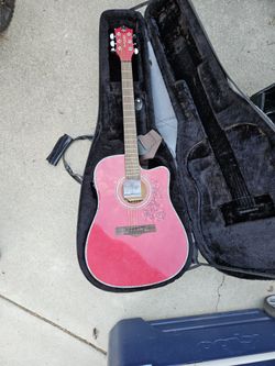 Red Acoustic & Electric Guitar