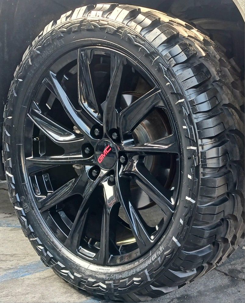 22" Chevy Silverado GMC Sierra Replica Wheels & Tires OFF-ROAD Tahoe Suburban Escalade Yukon Ram Tundra Titan Rims Rines Llantas.. Setof4 