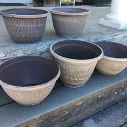 Lot of 5 Hanging Pot Taupe Garden Nursery Flower Pots