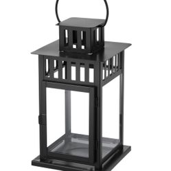 11” Lantern for block candle, indoor/outdoor black