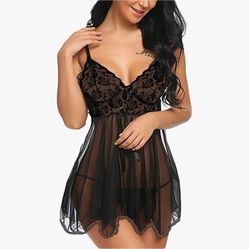 Lingerie Lace See Through Mesh V-Neck