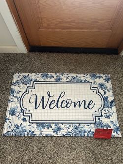 Blue And White Welcome doormat ( New )