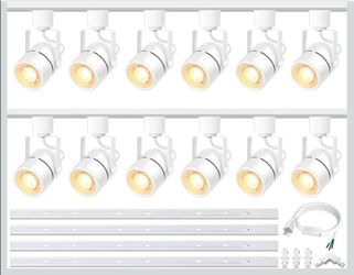 12-Light GU10 LED Track Kit 10W 3000K White Dimmable Plug in
Includes 13FT H Type Rails, Ceiling Spotlight Fixture for Home Shop Office, Energy Saving