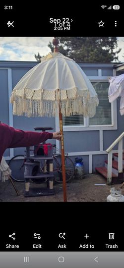 Vintage Parasol with Macrame Fringe