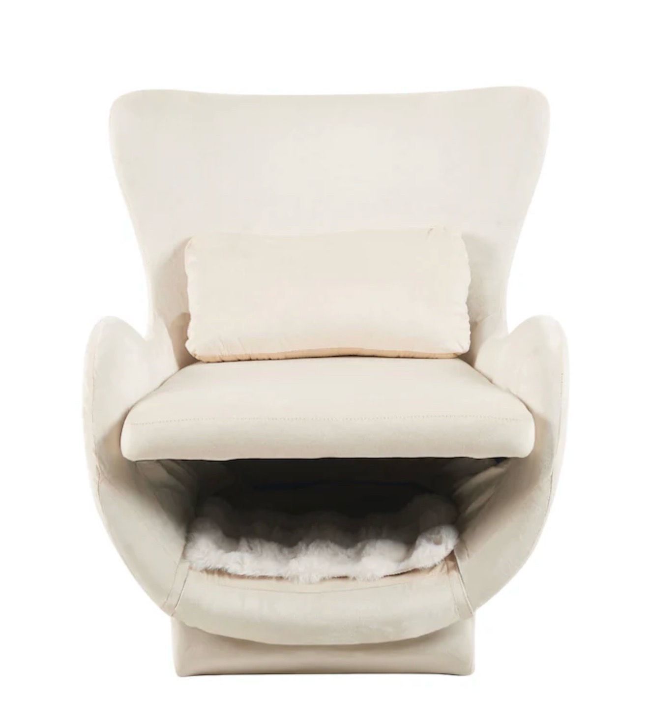 2 in 1 Pet Friendly Modern Upholstered Velvet Accent-Lounge Chair, White