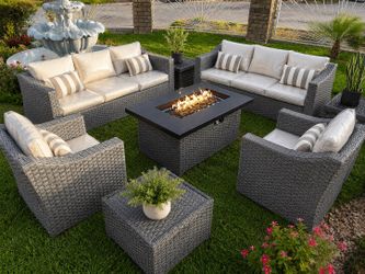 Brand new patio set fire pit propane 7 pieces