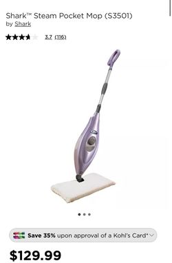 Shark S3501 Steam Pocket Mop Hard Floor Cleaner, With Rectangle Head and 2  Washable Pads, Easy Maneuvering, Quick Drying, Soft-Grip Handle and