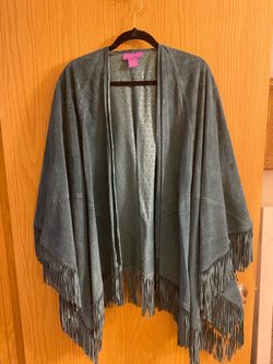 Real leather fringed cape