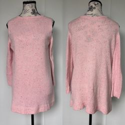 The Elder Statesman pink speckled cashmere cold shoulder tunic mini dress XS