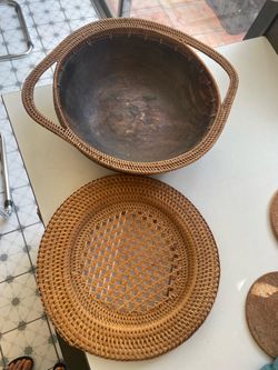 Handcrafted vintage Bali style wooden bowl