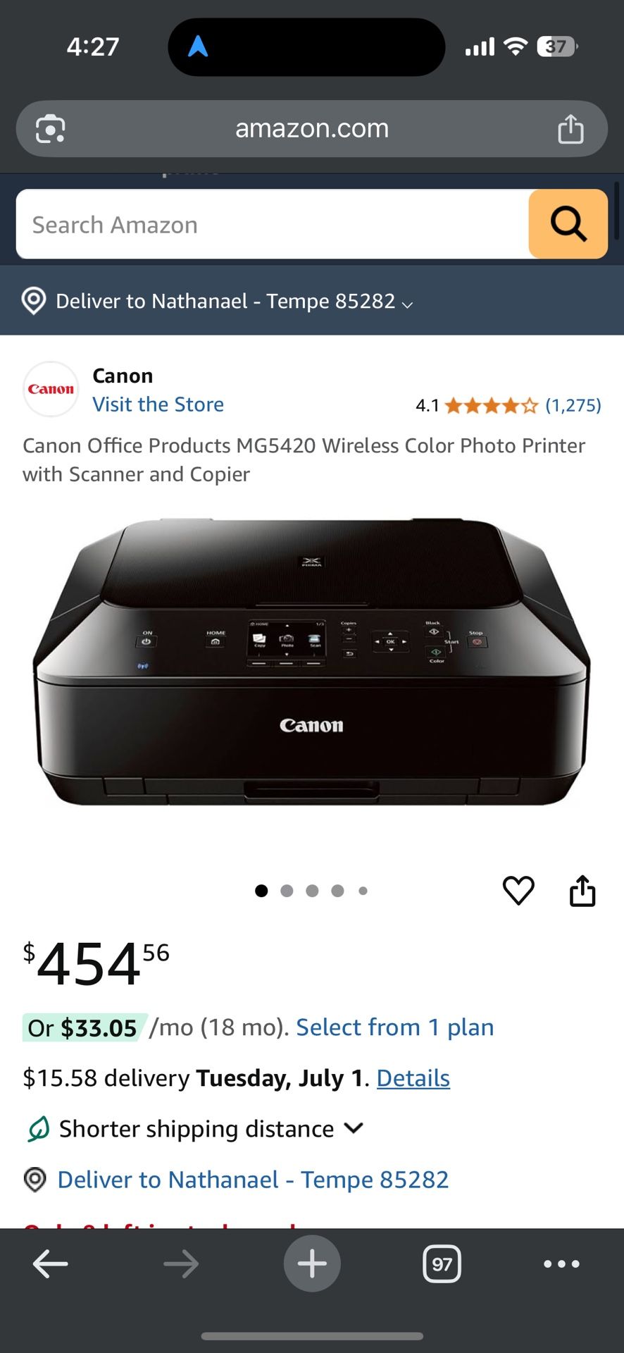 Canon Office Products MG5420 Wireless Color Photo Printer with Scanner and Copier