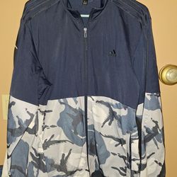 adidas Men's Navy Multi Essentials Camo Tricot Track Jacket (IT0559) Size Large $45