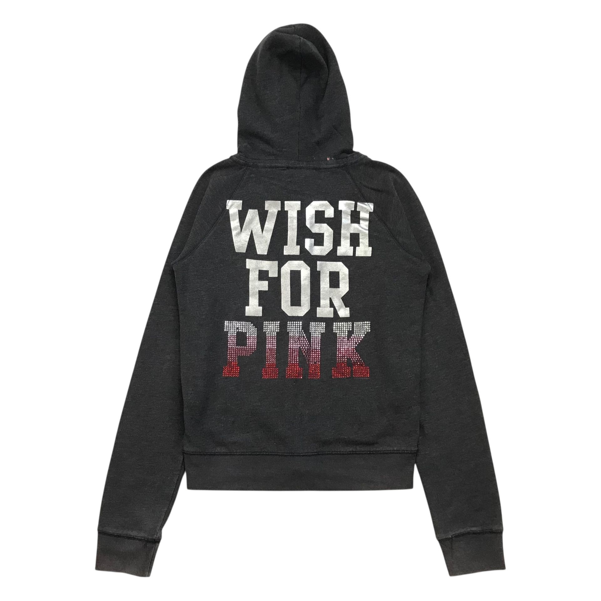 Victorias Secret PINK Hoodie Medium M Rainbow Dog Bling Sequin Ombré Sweatshirt