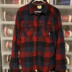 Awesome 😎 !! Red/blue Vans Off The Wall Flannel Shirt Size Large !