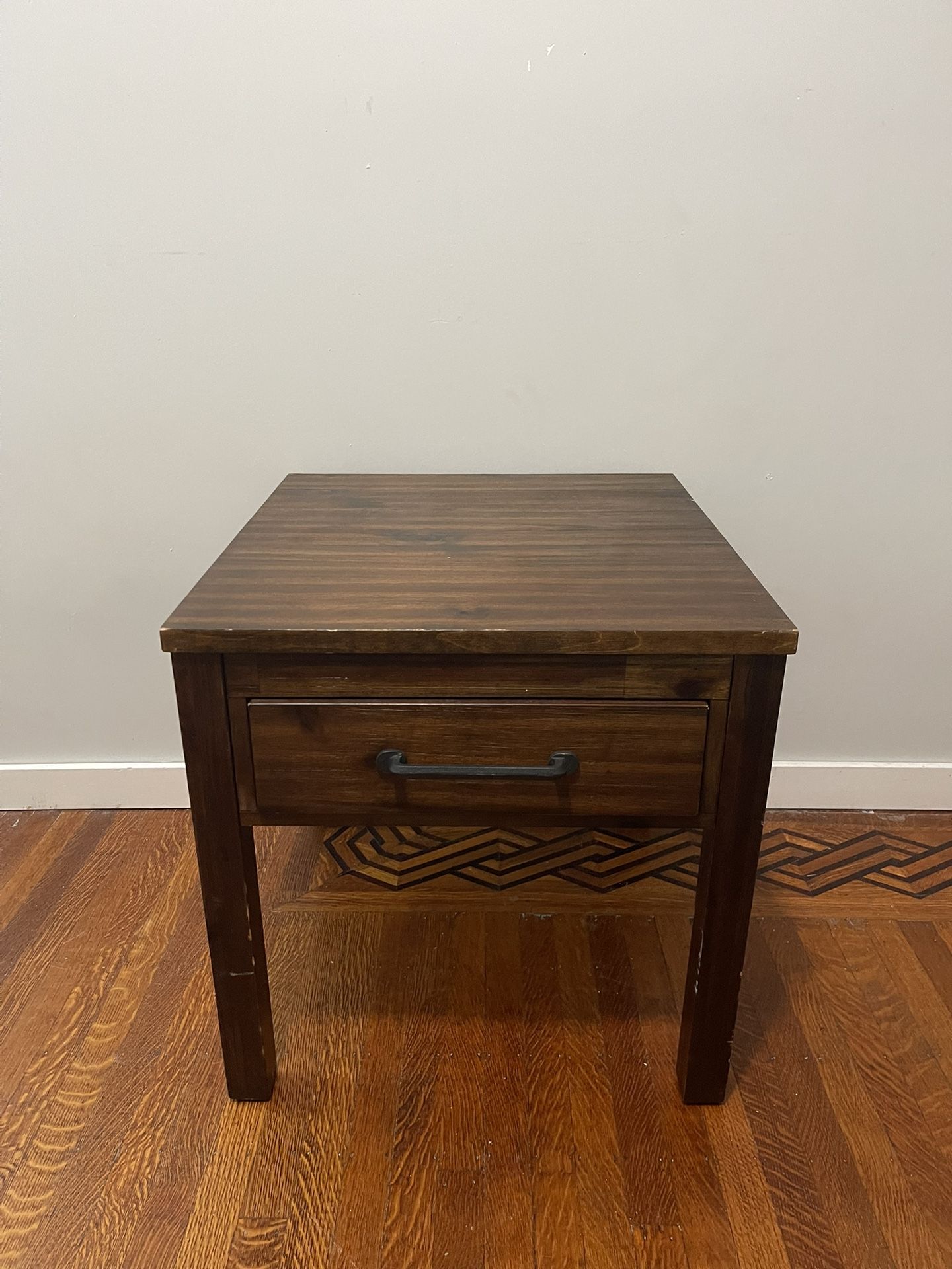 Dark wood small table with drawer it’s a little scuffed