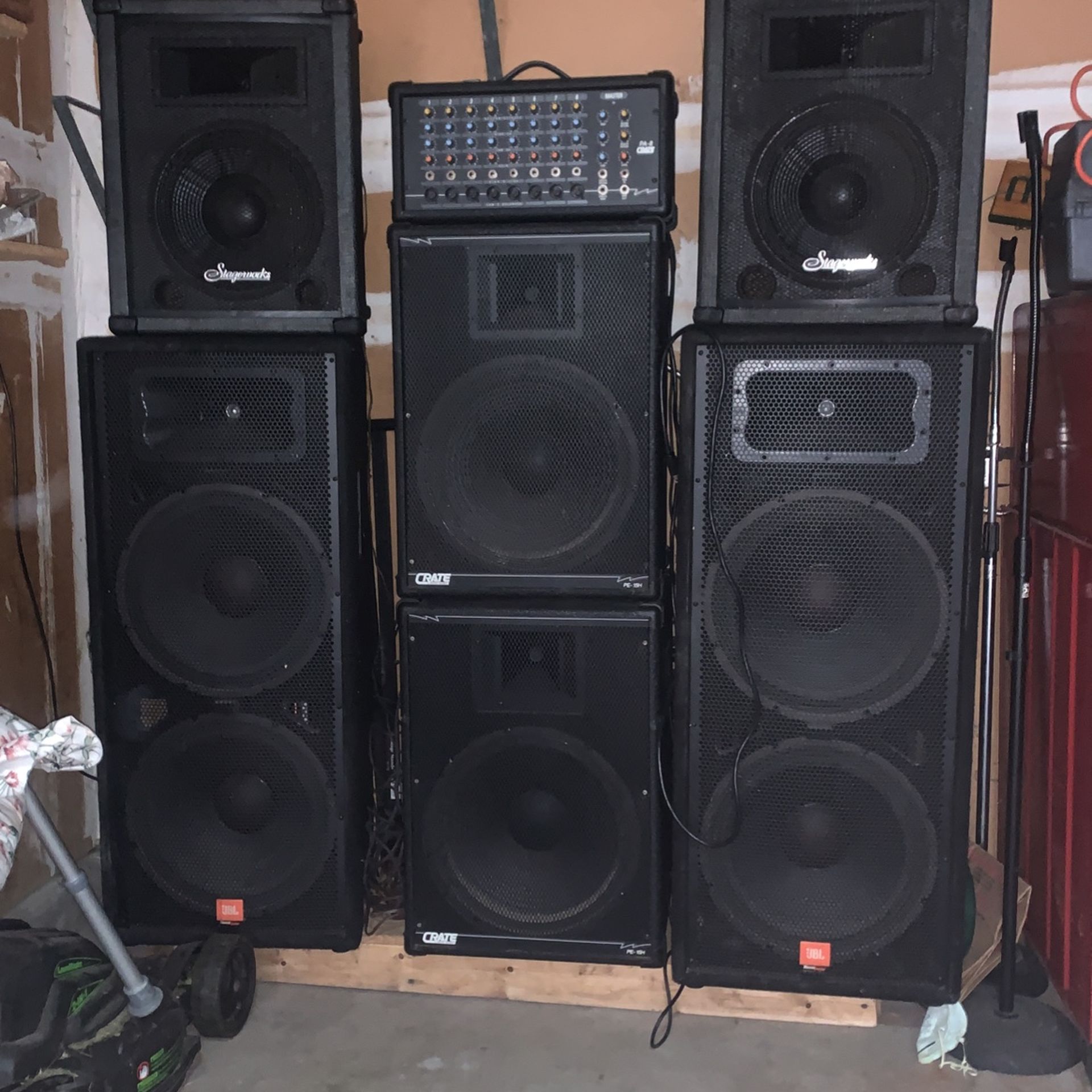 Crate Srate Head 1000 Watt 2 Jbl Speakers 215 And Tweeters 2 Crate Speakers 115 1 Tweeter Electric Voice Speakers Limited Speakers .2 Stage Works