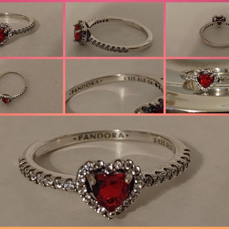 Pandora Sterling Silver Size 9 New Without Tags Ruby Red Heart Ring. Stamped with PANDORA S925 ALE. Ring box not included.