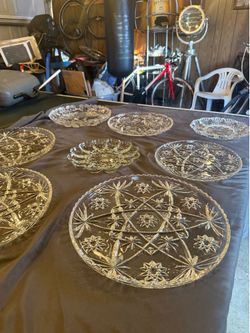 8 crystal glass pattern trays decorative
