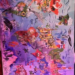 Hand Made World Map Frame 