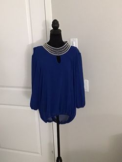 3 XL Royal blue long-sleeve blouse