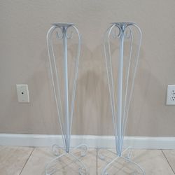 Set Of White Candle Holders 
