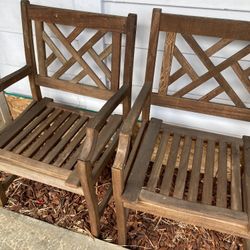 Set of 4 Outside Patio Solid Wood Chairs 