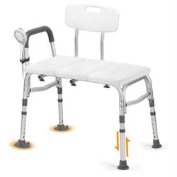 New TABEKE Tub Transfer Bench for Bathtub, Tool Free Assembly Shower Chair with Backrest & Armrest, Height Adjustable Shower Bench, Shower Seat