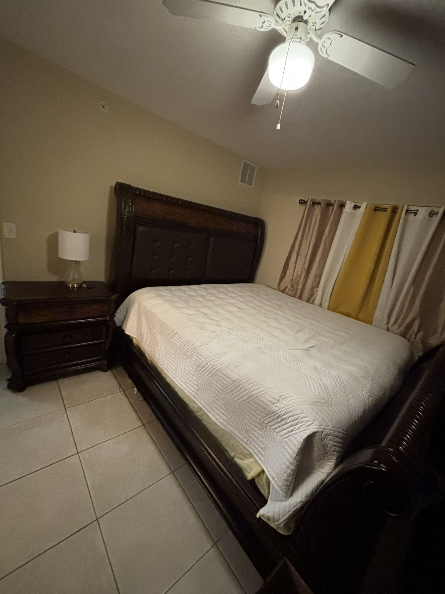 Wood King Size Bed Set With Box Spring