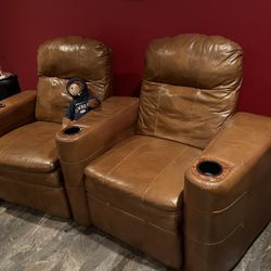 6 Custom Leather Theatre Chairs