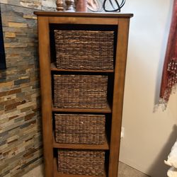 Wooden Storage Shelf WITHOUT Wicker Baskets – $80