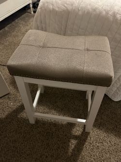 Upholstered Saddle Bar Stool White Frame