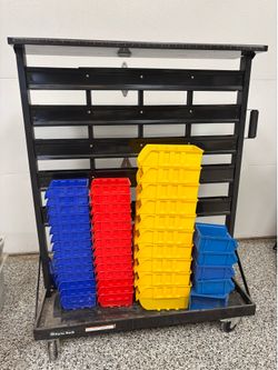 Multi bin, double-sided rack
