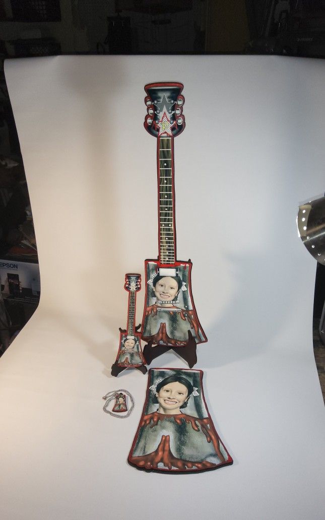 Mini laser cut guitars digital art pinup horror collectible stringed instrument musical