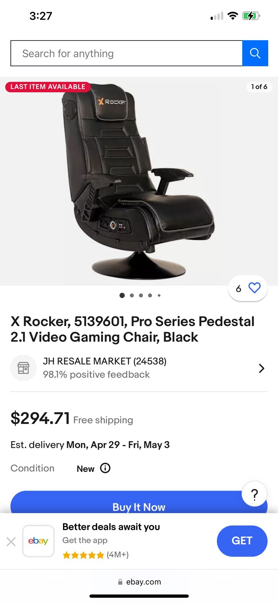 X Rocker Pro Series Pedestal Video Gaming Chair BNIB