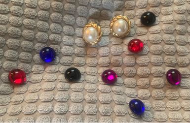 VINTAGE 1980’s KENNETH JAY LANE INTERCHANGEABLE CABOCHON EARRINGS