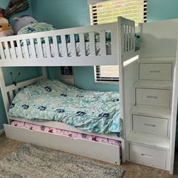 Twin Bunk Bed With Trundle and Storage