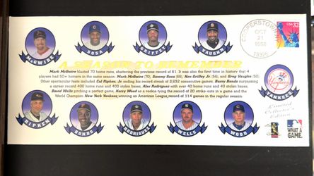 1998 Cooperstown "A Season to Remember" limited collector's edition 1st day issu