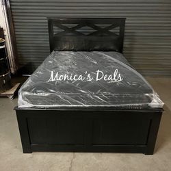 Full Solid Wood Bed With Mattress $460