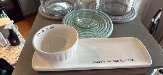 Ceramic Appetizer Tray and Dip Bowl Set