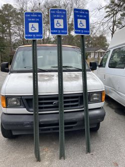 3 Reflective Handicap Signs and Poles