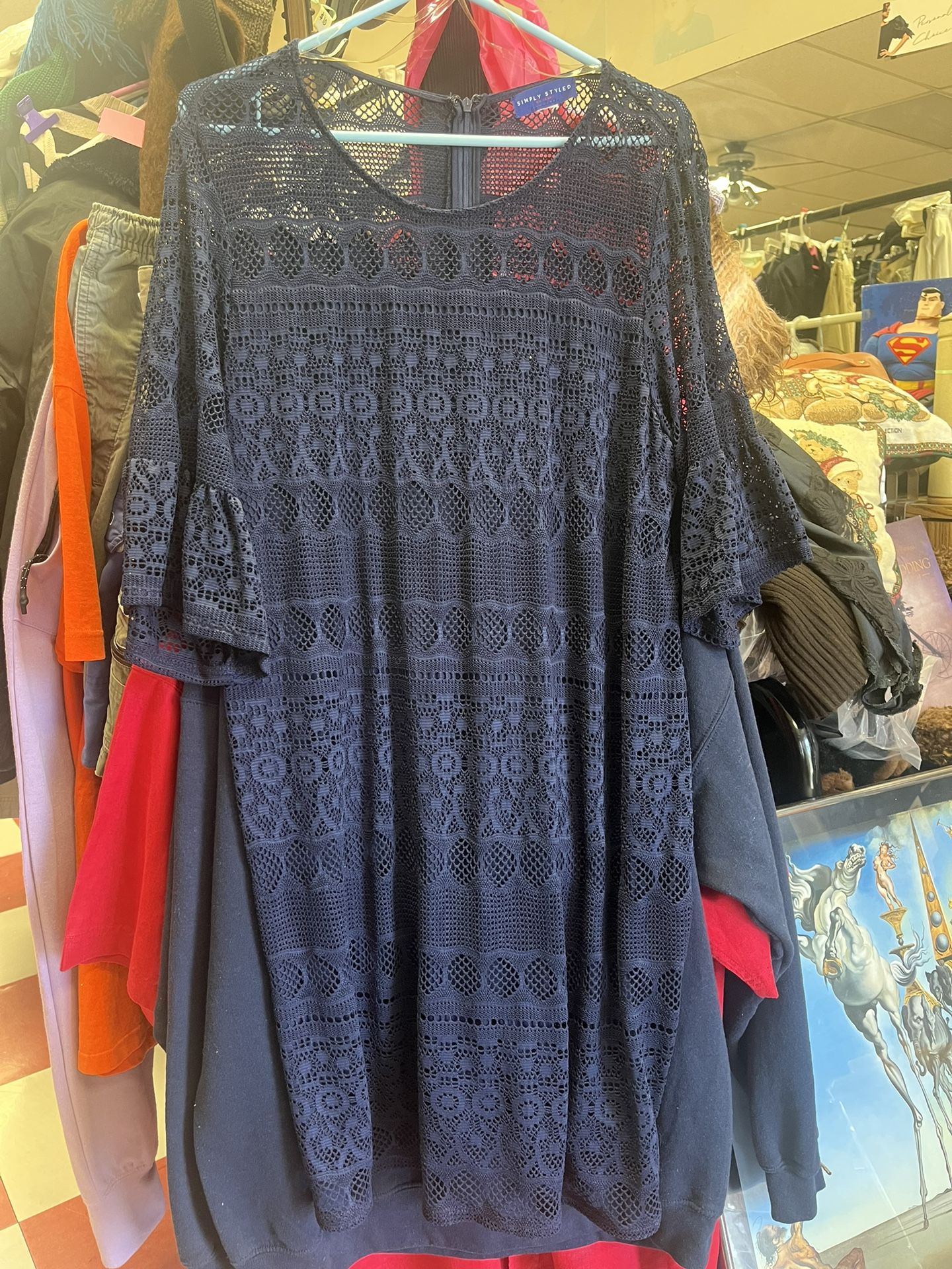 Navy Crochet Dress