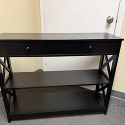 Brown / Black Console Table with Drawer & Shelves – Entryway / Sofa Table