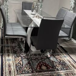 Dining table with six chairs