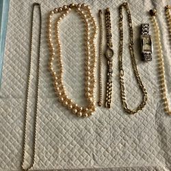 1 Gold Chain, 1 Silver Chain, 2 Pear Pesrl Necklaces , 2 Watches, 1 Bracelet Make Me An Offer That I Can’t Refuse