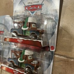 Disney Cars Red Fire truck And Holiday Tow Mater