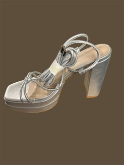 Silver Lace-Up Platform Heels Size 7.5
