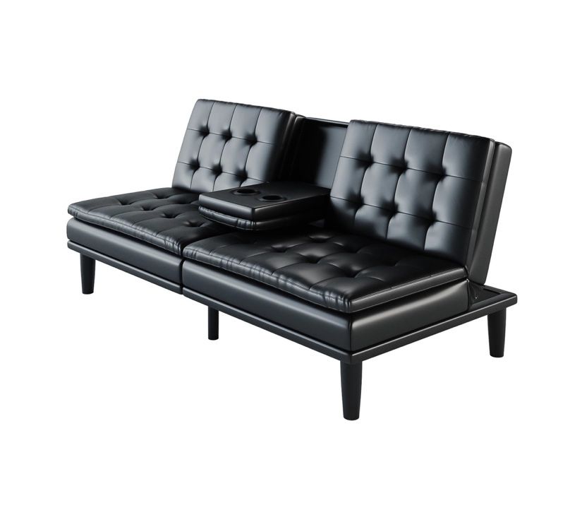 Mainstays Memory Foam Faux Leather Futon